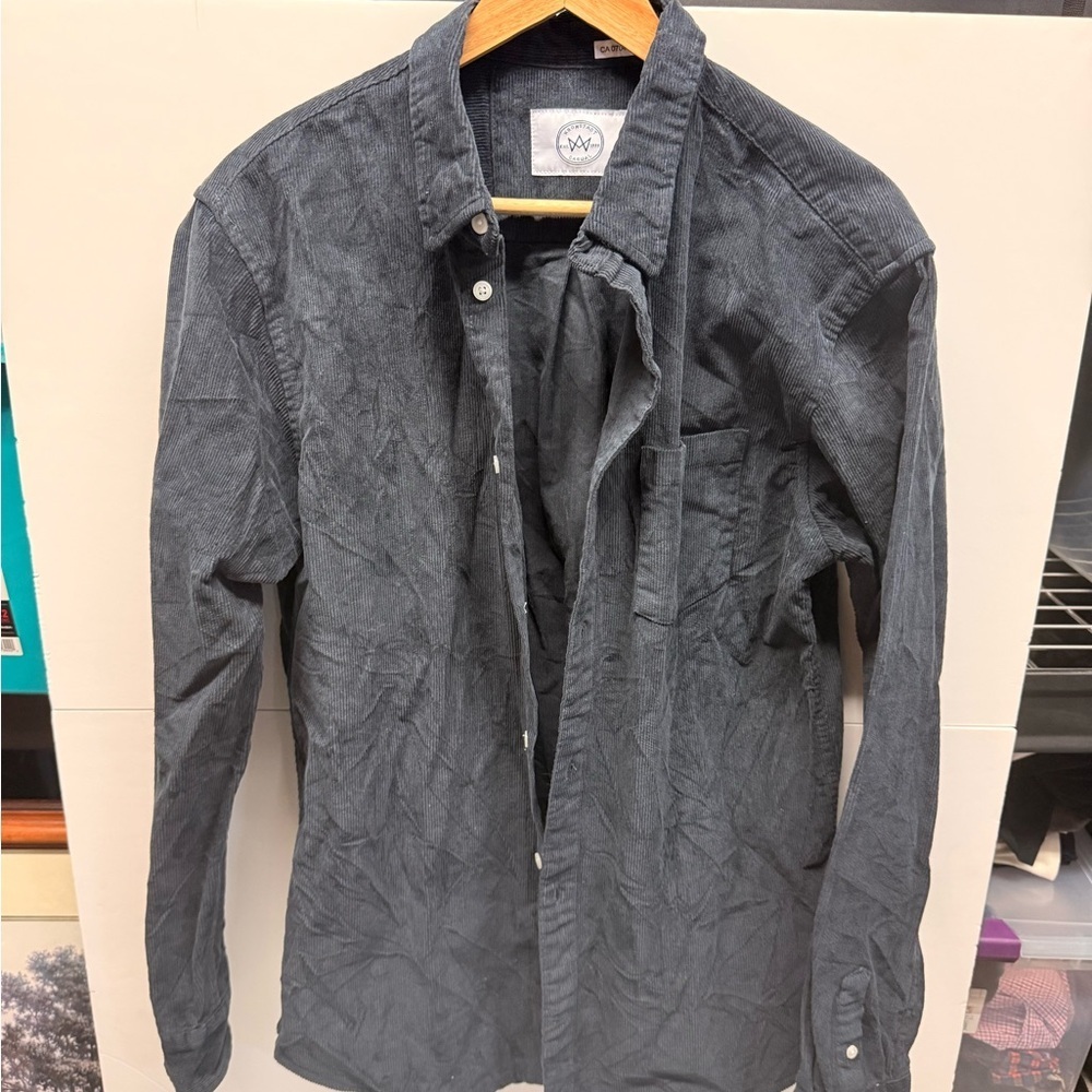Men's Casual Button-Down Shirt - Dark Gray